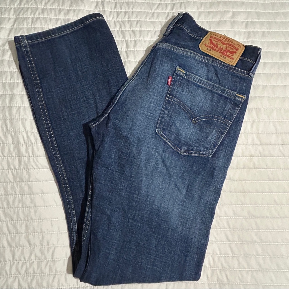 Levi's 513 Slim Straight Fit Jeans Men’s 30x32 Blue Dark Wash Denim